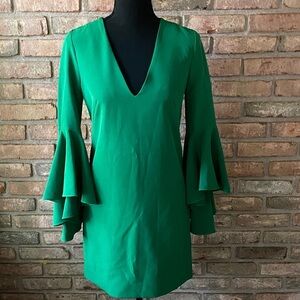 Milly Nicole Elegant Green Flare Sleeve Dress Size 0 NWT